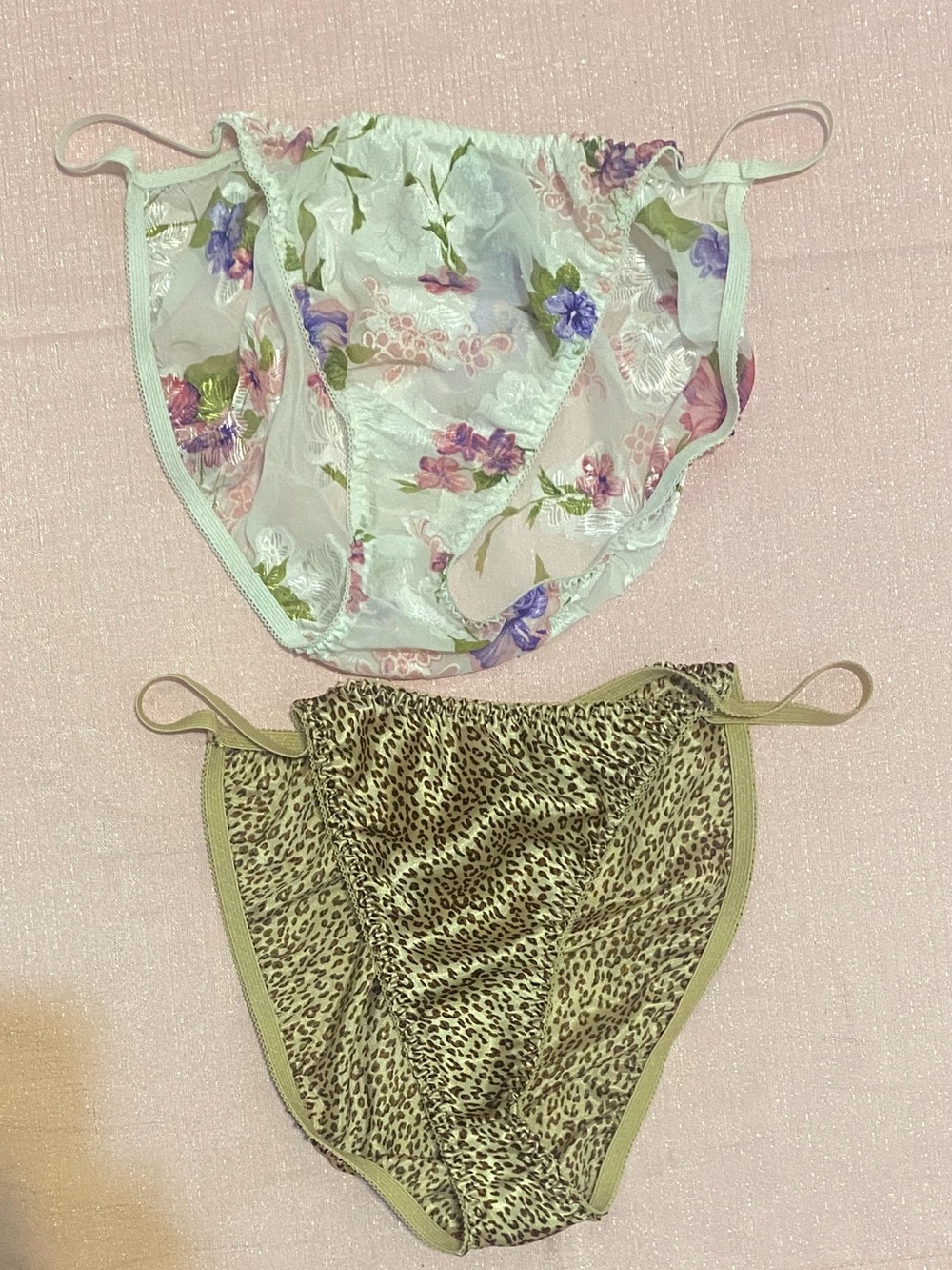 Floral & Leopard Bikini Panty Set - White Floral and Brown Leopard